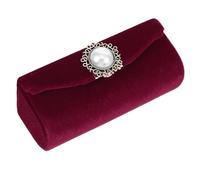 FRCOLOR Estuche para Lápiz de Labios Pequeño Estilo Chino con Espejo Organizador Portátil para Lápiz de Labios Color Vino y Diseño Elegante para Uso Diario y Viajes