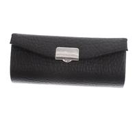 FRCOLOR Estuche para Lápiz Labial Pequeño Negro Textura de Piel de Lychee, Espejo y Cierre de Botón, Organizador Portátil para Mujeres en Viajes y Uso Diario