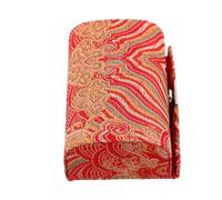 FRCOLOR Estuche Portátil para Pintalabios con Espejo Pequeño, Cierre de Botón, Tejido Chino Tradicional en Color Rojo, Organizador de Viaje para Maquillaje y Accesorios Personales