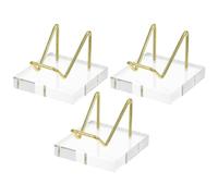 FRCOLOR Expositor para Minerales y Piedras Preciosas de Metal y Acrílico Dorado, Soporte de Escritorio Elegante 3 Piezas para Espacio Interior y Oficinas
