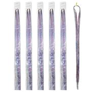 FRCOLOR Extensiones de Cabello de Purpurina Holográfica Plata Pet, 750 Piezas en 5 Paquetes, Fáciles de Usar y Seguras Pelo, Ideales para Uso Diario y Fiestas