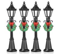 FRCOLOR Farolas Navideñas Pequeñas de Plástico 4 Unidades Accesorios Decorativos para Casas de Muñecas en Miniatura Adornos Navideños Realistas para Decoración de Pueblos Pequeños