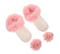 FRCOLOR Forro Interior Cálido Desmontable para Zapatos Plantilla de Felpa Gruesa Antideslizante Protección contra Viento para Botas y Zapatillas de Casa con Pompón Rosa para Invierno Frío