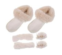 FRCOLOR Forros de Zapatos Cálidos de Invierno Forro Interior de Felpa Gruesa Plantillas Desmontables y Lavables con Banda y Pompón para Reemplazo y Blanco