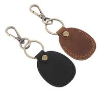 FRCOLOR Funda para Tarjeta de Acceso de PU Vintage 2 Piezas, Soporte Tipo Llavero en Forma Gota y Rectángulo, Resistente para Tarjetas Comunitarias y Almacenamiento Práctico