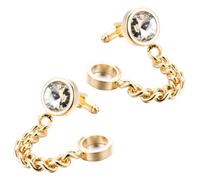 FRCOLOR Gemelos de Negocios Dorados, Tachuelas de Cristal Redondas para Puños de Camisa, Accesorios Masculinos Elegantes para Bodas, Oficina y Eventos Formales, 1 Par