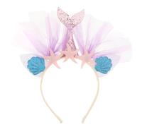 Frcolor Glitter sirena cinta para la cabeza con malla Princesa niña cinta de pelo Party Favors orejas cinta de pelo (banda de púa)