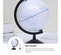 FRCOLOR Globo Terráqueo para Colorear sin Terminar Tamaño Mediano Material Plástico Resistente Incluye 2 Rotuladores para Pintar y Borrar Adecuado para Educación Infantil y Decoración