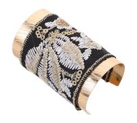 FRCOLOR Gomas Metálicas Cabello Patrón Bordado, Puño Para Coleta, Accesorio Negro Elegante Para Mujer, Sujeción Segura, Adecuado Para Eventos Formales y Peinados Sofisticados