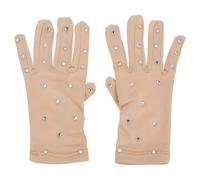 FRCOLOR Guantes de patinaje artístico con diamantes de imitación para mujer, guantes de patinaje artístico de alta calidad, guantes de rendimiento en color piel