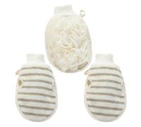FRCOLOR Guantes Exfoliantes para Baño Y Ducha Paquete de 3 Manoplas Exfoliantes Corporales de Fibra de Lino Natural Suaves para