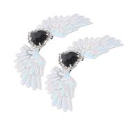 FRCOLOR Hebillas para Zapatos Alas de Ángel Plateadas Pedrería, Accesorios Góticos y Lolita para Añadir Elegancia y Originalidad en Fiestas y Disfraces
