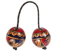 FRCOLOR Instrumento De Ritmo Asalato Bolas Dobles De Madera, Diseño Liso y Duradero, Adecuado Para Tocar En Fiestas, Espectáculos y Sesiones De Música En Casa