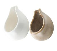 FRCOLOR Jarra de Cerámica Pequeña para Leche y Café, Recipiente para Salsa y Jarabe de 2 Piezas Boquilla Redonda, Adecuado para Hogar, Cafetería y Restaurante, Suministros para Cafeterías