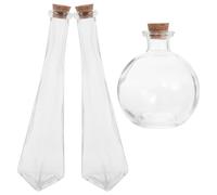 FRCOLOR Juego de 3 Botellas de Vidrio Transparente con Corcho para Ceremonia de Arena de Boda, Mini Frascos Decorativos Pequeños para Ritual y Recuerdo, Tarros con Diseño