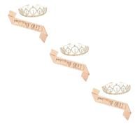 FRCOLOR Juego De 3 Coronas De Cumpleaños De Lujo En Oro Rosa Para Niñas Y Niños Correa Para El Hombro Y Banda Para El Cabello Elegante Tocado De Fiesta.