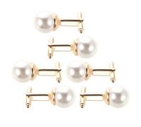 FRCOLOR Juego de 3 Gemelos para Hombre de Aleación Color Dorado Perla Accesorios para Puños de Camisa de Vestir Botones para Esmoquin Ideales para Eventos de Negocios y Oficina