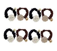 FRCOLOR Juego De 4 Coleteros Elásticos Para El Pelo Con Diamantes De Imitación Para Mujer Con Hebilla Y Purpurina 2 Unidades X 4