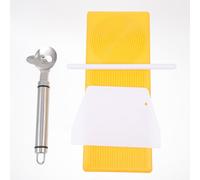 FRCOLOR Juego de 4 Herramientas para Hacer Pasta y Macarrones Tabla Grande de Lino, Cortador de Fideos de Acero Inoxidable para Diestros, Rodillo Pequeño y Cuchillo para Color Aleatorio