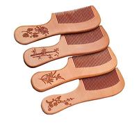 FRCOLOR Juego de 4 Peines Unisex Livianos con Diseño Grabado para El Cuidado Natural del Cabello