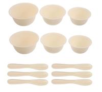 FRCOLOR Juego de Cuencos para Mascarillas Faciales 12 Piezas con Espátula y Varillas Agitadoras, Cuencos Beige en Tamaños Grande, Mediano y Pequeño para Cuidado de Piel y Aplicación