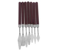 FRCOLOR Juego de Espátulas de Acero Inoxidable 7 Piezas con Mango de Madera Roja para Pintura al Óleo y Acuarela, Herramienta Flexible para Arte y Raspador de Paleta, Adecuado
