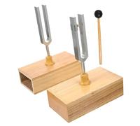 FRCOLOR Juego de Herramientas para Pruebas Físicas con Diapasón de Metal 440hz y Martillo, Base de Madera Ajustable para Pruebas Acústicas y Enseñanza