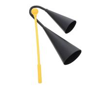 FRCOLOR Juego De Instrumentos De Percusión Infantil Trompeta Doble Negra 18x5x3 Cm con Mazo De Madera, Cencerro De Percusión y Juguete Educativo Musical para Conciertos y Presentaciones Escolares