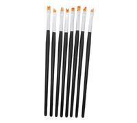 FRCOLOR Juego De Pinceles Para Uñas Negros 8 Piezas Mango De Madera Pinceles De Decoración Para Pintar Uñas Detalles Nail Art Mujeres Uso Salón y Casa