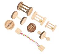 FRCOLOR Juguetes de Madera para Hámster y Conejos Enanos 8 Piezas para Jaula, Material Sintético Seguro para Morder, Mantiene Felices a Tus Mascotas en Su Jaula