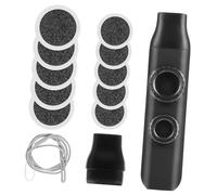 FRCOLOR Kazoo para Acompañamiento con Membranas Redondas de Doble Agujero Negro y Cordón de Reemplazo, Instrumento Musical Portátil de Abs y Silicona y Recuerdo de Fiesta