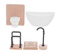 FRCOLOR Lavabo Bañera Inodoro Toallero y Báscula Accesorios Decorativos para Casa de Muñecas Madera y Plástico Resistente para Manualidades y Decoración