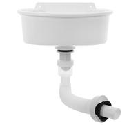 FRCOLOR Lavabo y Desagüe Antiolor Pequeño Blanco de Pared de Plástico con Instalación sin Taladro Adecuado para Baños Pequeños y Dormitorios Compactos