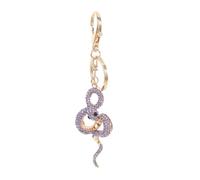FRCOLOR Llavero de serpiente de diamante de metal con cuentas serpiente llaveros reptil cristales carteras de mujer llavero de siesta llavero de rana para mujeres y niñas pedrería Púrpura