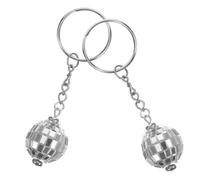 FRCOLOR Llavero Fiestas Colgante de Bola de Discoteca en Color Plata de Aleación de Zinc y Plástico , Multifunción 2 Piezas Cumpleaños para Mochila Obsequio Adecuado para Fiestas y Cumpleaños