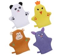 FRCOLOR Manoplas Baño Bebe de Poliéster 4 Piezas para Niños Limpieza Profunda y Espuma Rica Ideales para Baño y Masaje Corporal