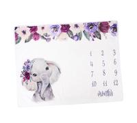 FRCOLOR Manta de Franela para Ñiño Diseño de Elefante Manta Mensual Impresa Grande Elástica Fondo Fotográfico Suave y Duradero para Fotos de Recién Nacido y Sesiones de Meses