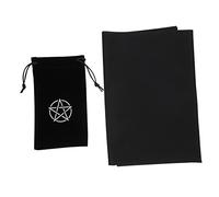 FRCOLOR Mantel de Pentáculo para Cartas del Tarot 500x500 Cm y Bolsa de Tela Negra 100x180 Cm, Juego de 2 Piezas Cordón, Resistente al Desgaste, Portátil para Adivinación y Almacenamiento
