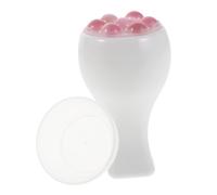 FRCOLOR Masajeador de Cuarzo Rosa Rodillo Facial con Bola Giratoria Herramienta para Cuidado de Piel Masaje Facial Cuello Portátil para Viajes y Uso Casa