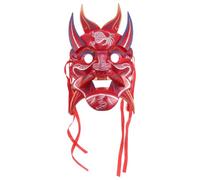 FRCOLOR Máscara de Demonio Roja de Plástico para Disfraz Unisex de Halloween Diseño Cultural Único y Ajuste Cómodo Reutilizable para Fiesta