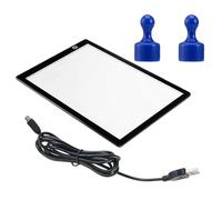 FRCOLOR Mesa de Luz LED A4 Magnética con 3 Niveles de Brillo Regulable, Superficie Mate Negra, Incluye Cable USB y 2 Imanes, Tablero de Copia Portátil para Dibujo y Calco Artístico