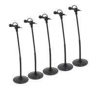 FRCOLOR Micrófono de Exhibición Miniatura Set de 5 para Casa de Muñecas a Escala 1:12 Soporte Incluido Juguete para Niños Accesorio de Plástico para Cantar y Narrar Historias Decoración Realista