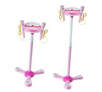 FRCOLOR Micrófono de Juguete Musical Infantil Rosa con Luces y Sonidos Doble Micrófono para Niñas Compatible con Móvil y Estimulación Temprana y Creatividad