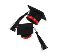 FRCOLOR Mini Adornos para Botellas con Forma de Birrete de Graduación Rojo, 2 Piezas, Decoración para Fiesta de Graduación, Tapas para Botellas de Cerveza y Vino, Suministros para Eventos