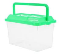 FRCOLOR Mini Pecera Portátil Mediana Verde con Diseño Transparente, Caja de Transporte para Peces, Tanque Plástico para Tortugas Ñiño y Transportín para Hámster, Acuario Multiusos
