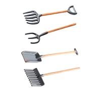 FRCOLOR Mini Rastrillo y Pala De Juguete para Niños Pequeño Tamaño Herramientas Agrícolas para Casas De Muñecas Juego De Jardinería Infantil Decoración Rústica Set 4 Piezas