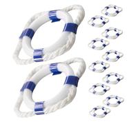 FRCOLOR Mini Salvavidas de Plástico Azul Pequeño, 12 Unidades, Adorno de Salvavidas Náutico para Decoración Mediterránea de Casa de Muñecas, Accesorios para Bricolaje y Decoración Náutica