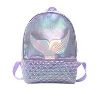 FRCOLOR Mochila de Sirena Láser para Mujer Mochila Escolar de Pu Morada Diseño Holográfico de Sirena para Estudiantes