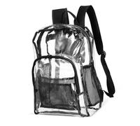 FRCOLOR Mochila Transparente de Pvc Resistente Mochila Deportiva Unisex para Trabajar y Escuela Correas Ergonómicas y Compartimentos Espaciosos Negra para Viajes y Eventos