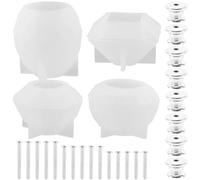 FRCOLOR Molde de Silicona para Pomos de Gabinete DIY Set de 4 Moldes Base para Tiradores y Tornillos de 25-35 Mm para Manualidades de Resina y Decoración Artesanal